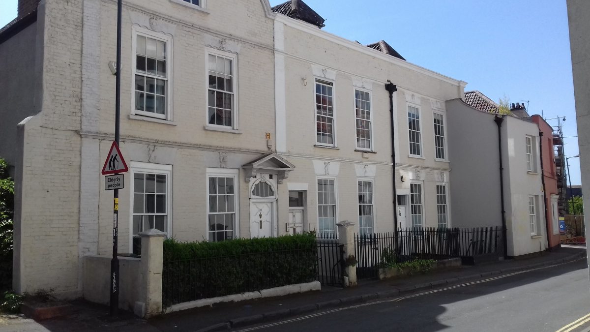 The front of 10-12 Guinea Street. The rather unassuming house chosen for the BBC series #A house through time