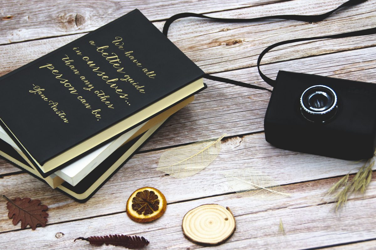 Old books and a box brownie camera